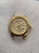 Vintage ENICAR 25mm Gold Tone Day Date Automatic Women's Watch PROJECT (Running)