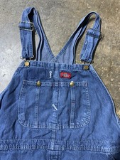 Dickies Blue Denim Bib Overalls Men  s 46x34 Carpenter Workwear Adjustable Straps