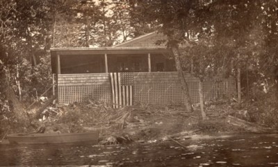 USA Vermont West Danville Joe's Pond amerikanische Flagge altes RPPC Foto 1910er
