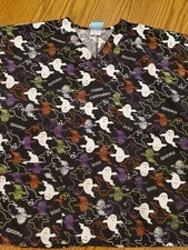 HQ Halloween Scrub Top Xs  Black
