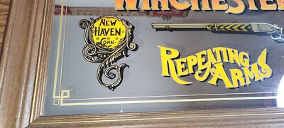 希少 Winchester Repeating Arms パブミラー WINCHESTER REPEATING ARMS MODEL 1873 NEW HAVEN MIRROR SIGN