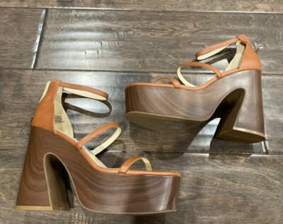 NEW JESSICA SIMPSON Saveria Chunky Platform Heels Sz 8.5 Brown Strappy  Ankle 5” | eBay