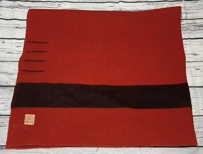 Vintage Hudson Bay Point Red Wool Striped Blanket Red Label 70x88  1920’s??