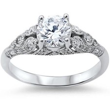 Sterling Silver .925 Vintage Wedding Clear CZ Promise Ring Sizes 5-10