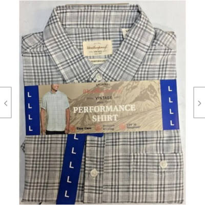 Weatherproof Vintage Men's Woven Shirt Moisture Wicking Gray/White LARGE