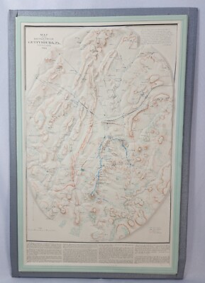 Vintage 3-D Battle at Gettysburg Topographical Raised Relief Map VERY RARE