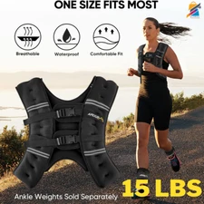 Weighted Vest 15 lbs Reflective Black Adjustable for Workout Training & Running