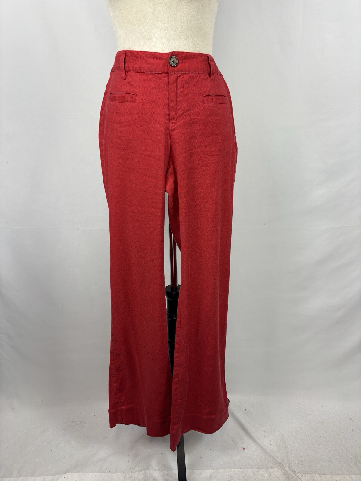 cABI Valentine Wide Leg Pants Red 4 Linen Blend Stretch