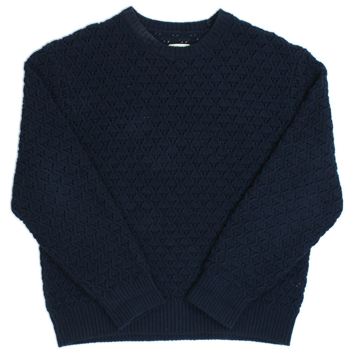 Aimé Leon Dore Navy Cotton Blend Eyelet Knit Crewneck Aimé Leon Dore Navy Cotton Blend Eyelet Knit Crewneck