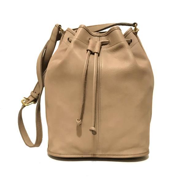 MINT COACH 1970s VINTAGE TAUPE GLOVE TANNED LEATHER DRAWSTRING  