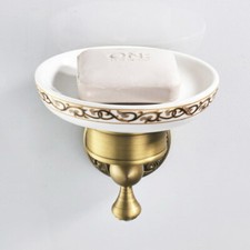 Antique Brass Wall Mounted Ceramic Soap Dish Holder Bathroom Accessories QD1723
