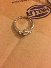 White Metal Three Stone Ring - Size O.5