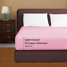 30cm Deep Fitted Sheets 100% P Cotton Bottom Bed Sheets 300TC Double King Sheets