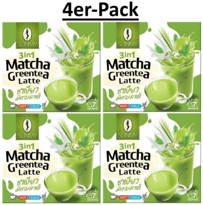 4er-Pack SLINMY 3in1 Instant Matcha Grüner Tee Latte 161g