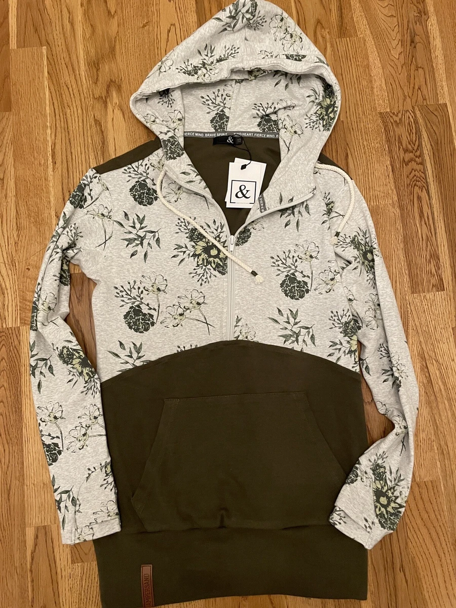 Half-zip Fleece Sweatshirt - Dark green/patterned - Ladies