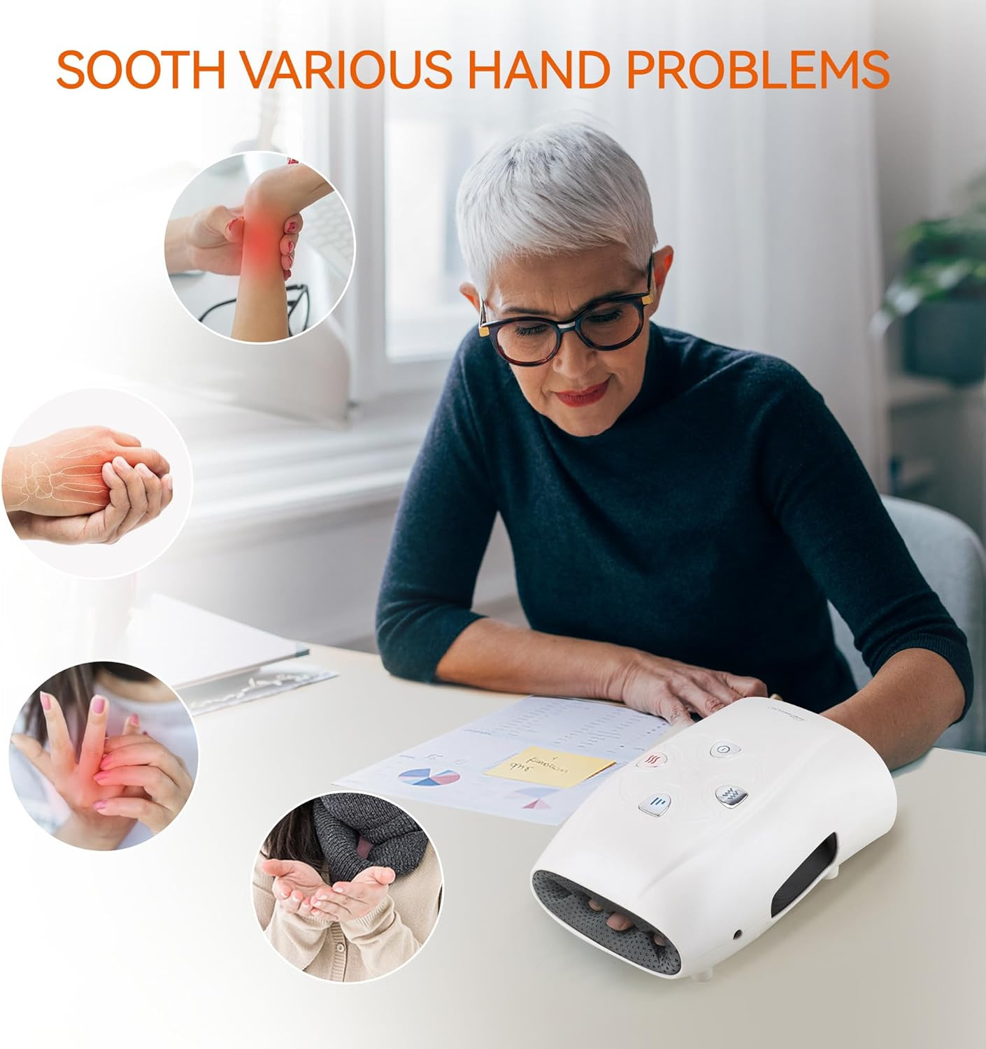 Hand Massager with Heat and Compression, FSA HSA Eligible, Vibration, Cordless H