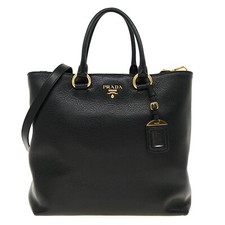 Prada Tote Borsa a Tracolla Grande Shopping Vitello Phenix Pelle Nera 1BG865 Nuova