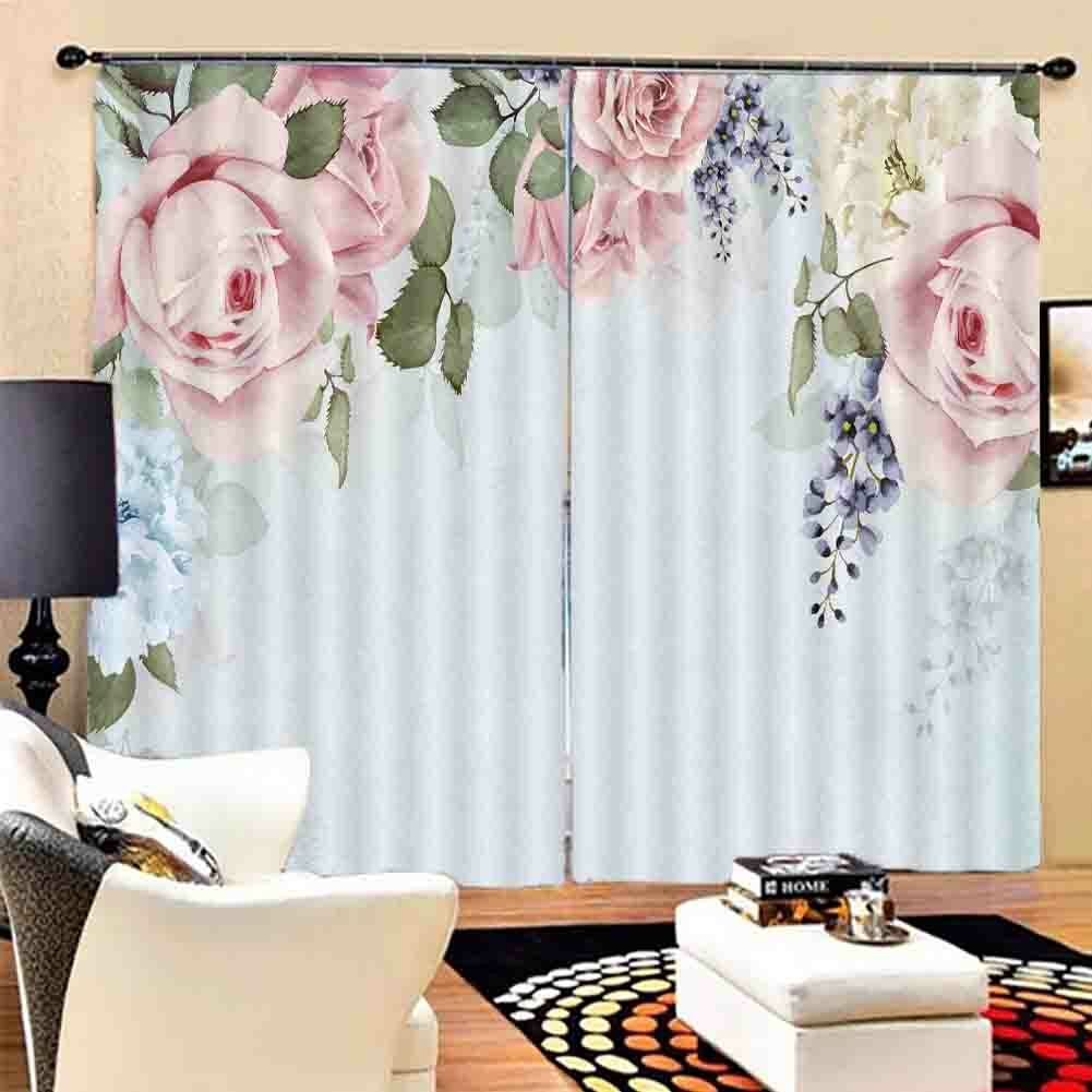 Grape Blue Nice Petals 3D Curtain Blockout Photo Printing Curtains Drape Fabric