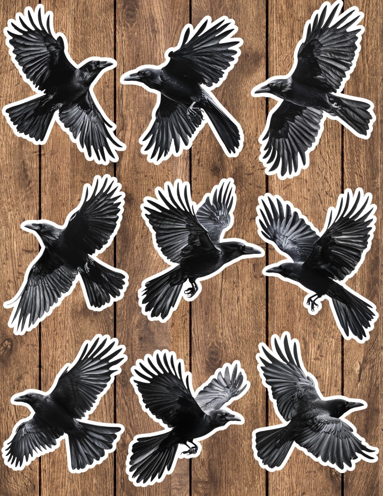 Flying Raven Die Cut Vinyl Stickers Set Scrapbooking Laptop Waterbottle ...