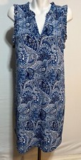 Michael Kors Women Blue Floral Summer Dress Navy XL Paisley New NWT