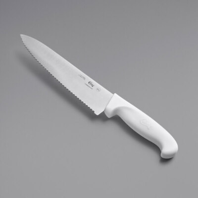 Choice 8'' Serrated Chef Knife with White Handle