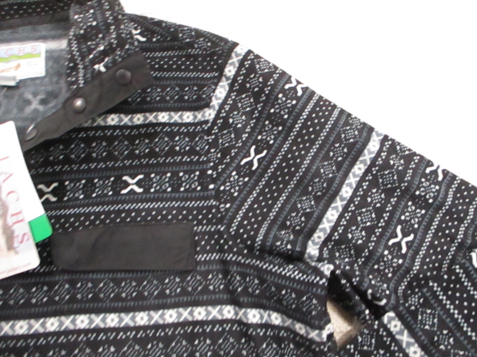 Jachs Men Jacket XL Black Patterned High Neck Button Fleece Pocket Polyester New