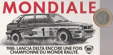 AUTOCOLLANT.  Automobile. Rallye. LANCIA DELTA. Champion WRC 1988