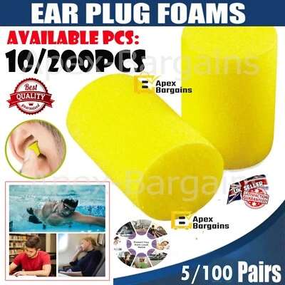 Soft Foam Ear Plugs Classic Work Sleep Snoring Noise Cancelling 10/50/100/200pcs