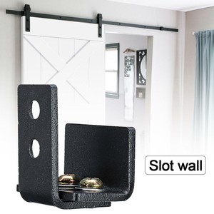 Rollers Track Guide Clip Sliding Barn Door Hardware Kit Bypass