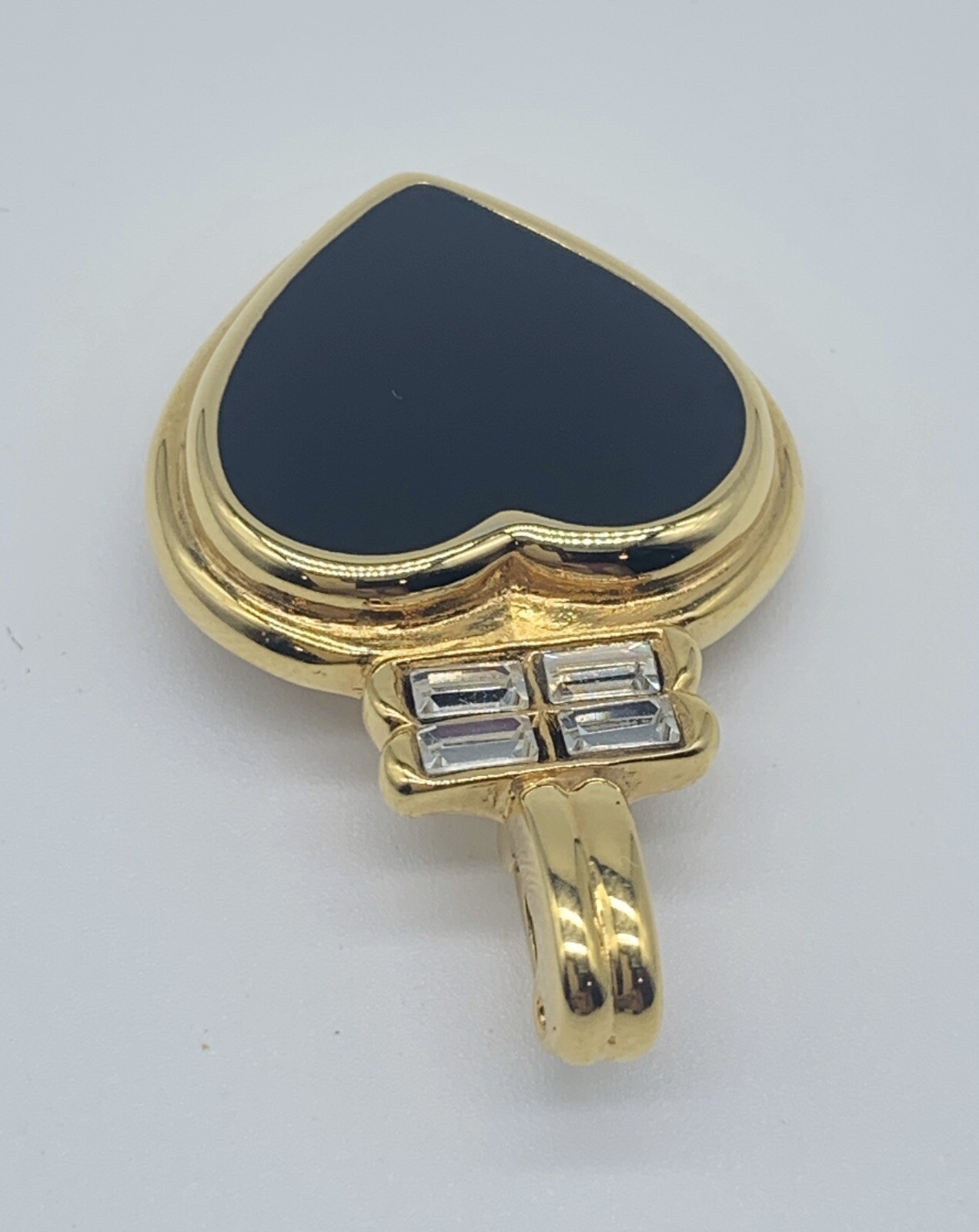 VTG KJL Kenneth Jay Lane Black Heart Rhinestone G… - image 3