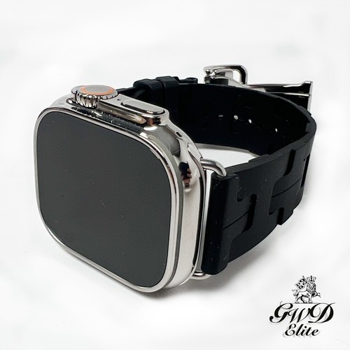 49mm Hermes Apple Watch Ultra 2 Kilim Black Rubber Deployment Custom - Picture 3 of 5