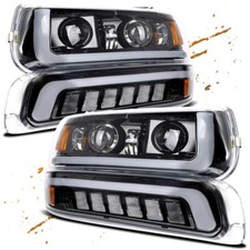 Dot Projector Led Headlights Bumper Lamp For 1999-2002 Chevy Silverado 1500 2500