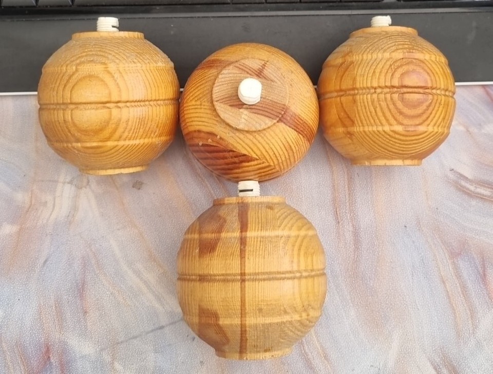 Wooden Pine Furniture Bun Feet x 4 With Hard Plastic Inserts 8 x 8 cm