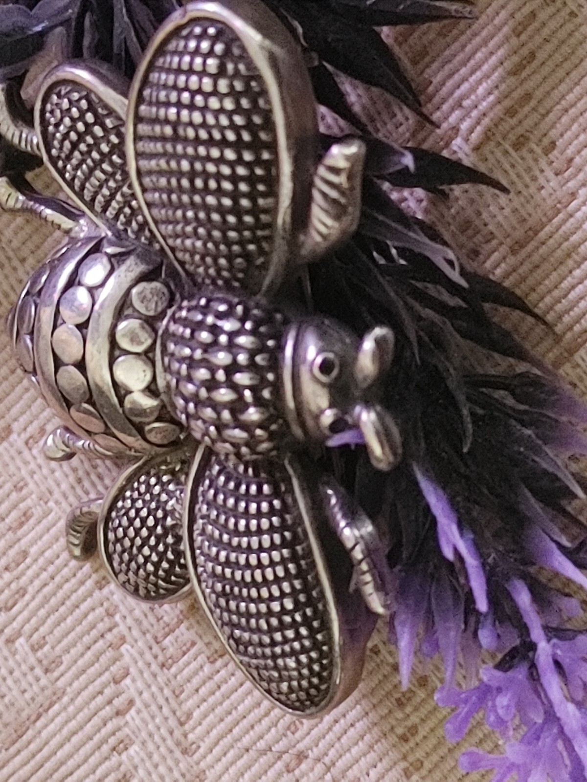 Sterling Silver Patterned Textured Bumblebee Broo… - image 11