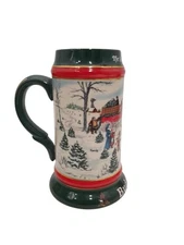 1991  Anheuser Busch  AB  Budweiser Bud Holiday Christmas Beer Stein Clydesdales