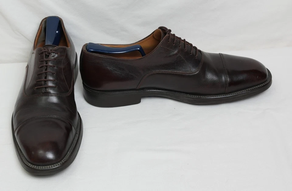 Santoni Italy Brown Cap Toe Casual Dress  Shoes 10 ½  D Retail $750 Mens Leather - Image 3 of 4
