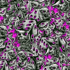 Flaming Dice Skulls 22 - 18"x46" Hydrographic Film Hydro Dipping