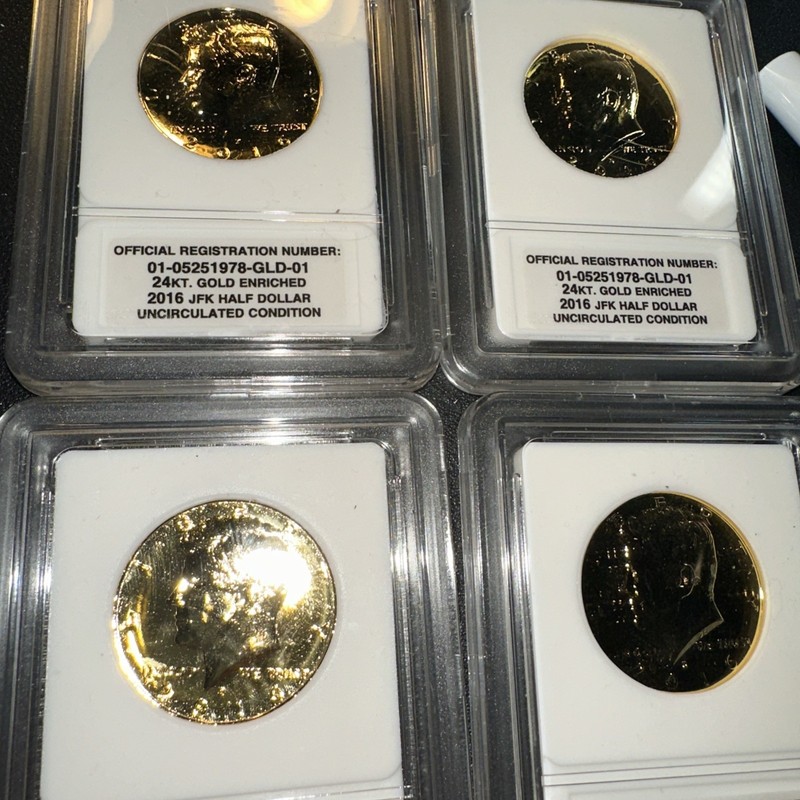 4x 24kt gold enriched 2016 jfk half dollars uncirculated