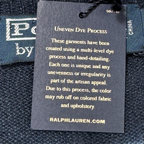 Polo Ralph Lauren Sweater Mens XL Navy White Linen Tie Dye Crewneck Long Sleeve - Picture 4 of 21