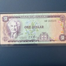1960 Beautiful Vibrant Bank Of Jamaica One Dollar Note ($1)