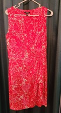 Chaps Dress Womens XL Red Pink Floral Sleeveless