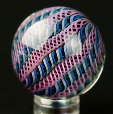 Bryan Trillas Glass Marble/Filigree Cane/UV/Pink Blue's/1.36 inch