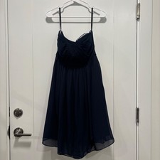 Jenny Yoo Collection Navy Blue Chiffon Pleated Sweetheart Cocktail Dress Size 4