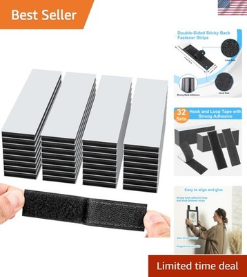32 Sets 1x4 Inch Hook and Loop Strips with Adhesive, Strong Sticky Back, Heav...