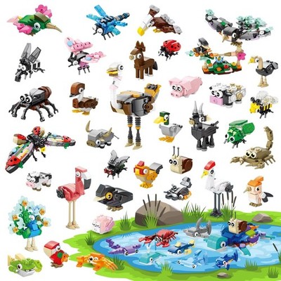 40 Packs Party Favors for Kids   999+ PCS Animal Building Blocks, 4 Themes