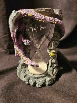 Purple Fantasy Dragon Hourglass Sand Timer Statue Figurine Dragon Decor Gothic