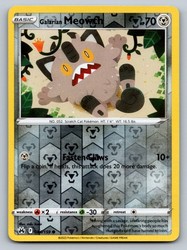 Galarian Meowth 084/159 Crown Zenith Reverse Holo