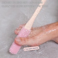 2pcs Silicone Foot Scrubber Toe Cleaning Brush Long Handle Exfoliating Shower