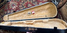 Antique Black Wooden Violin Case with Plush Lining  Metal Hardware.