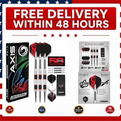 RedDragon Axis 85% Tungsten Steel Tip Darts Set 28g Wallet Flights